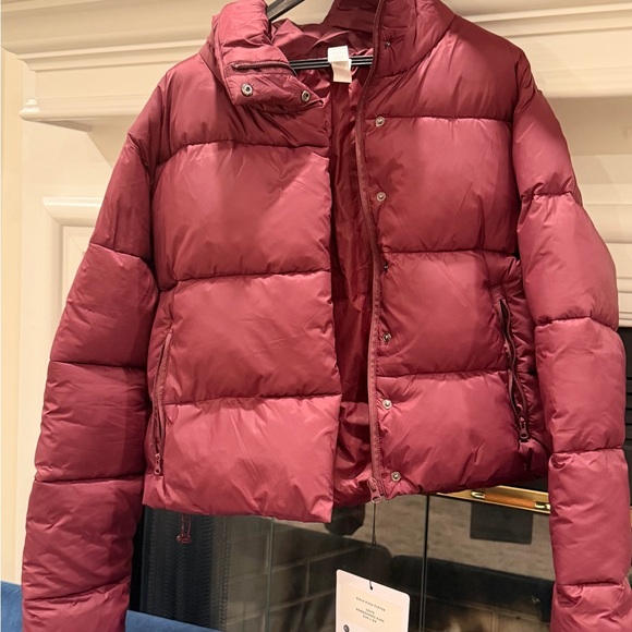 ALO Yoga Jackets & Blazers - Alo Burgundy Gold Puffer Jacket NWT Size L